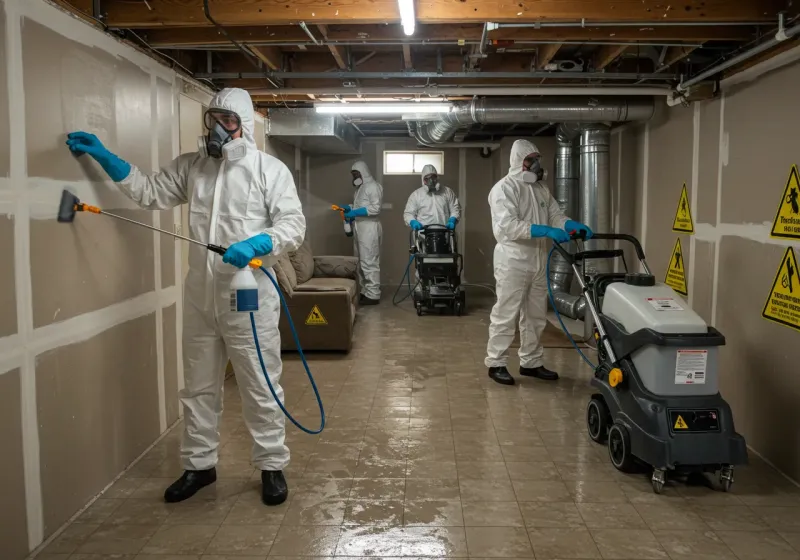 Basement Moisture Removal and Structural Drying process in Faxon, PA